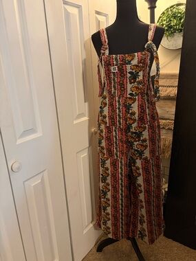Lucy & Yak Multicolor Floral Corduroy Dungarees Overalls